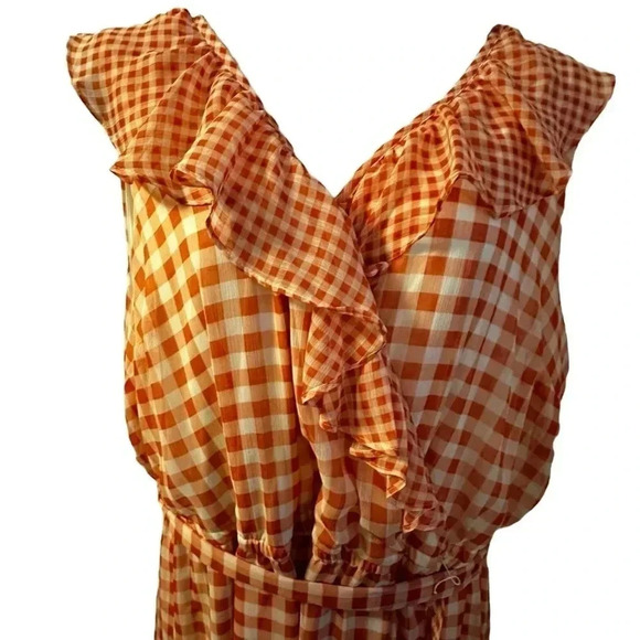 Lauren Conrad Sleeveless Dress orange Gingham Women's plus size 4X - Picture 4 of 14